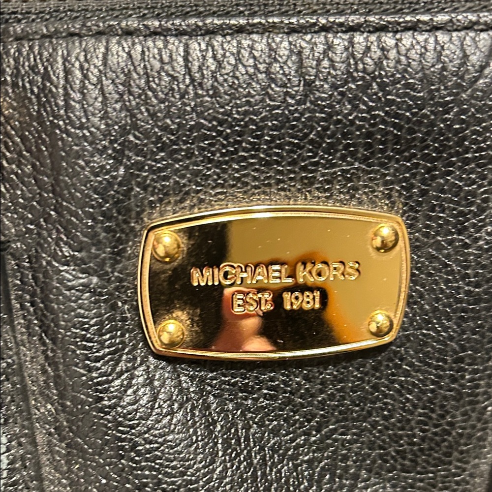 MICHAEL Michael Kors Black Satchel with Gold Accents - Picture 3 of 12